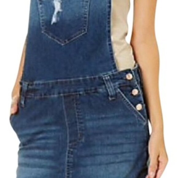 Celebrity Pink Distressed Jean Overalls Dress S - Picture 11 of 12